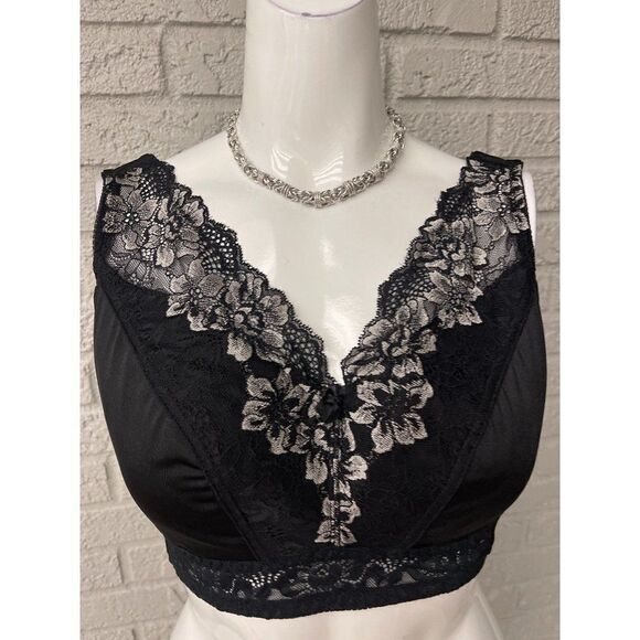 Rhonda Shear Black & White Lace Pin-Up Bralette Size XL NWT - Picture 3 of 10